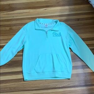 PINK Mint Green Quarter-Zip Sweatshirt
